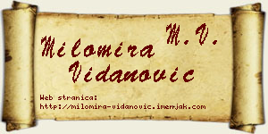 Milomira Vidanović vizit kartica